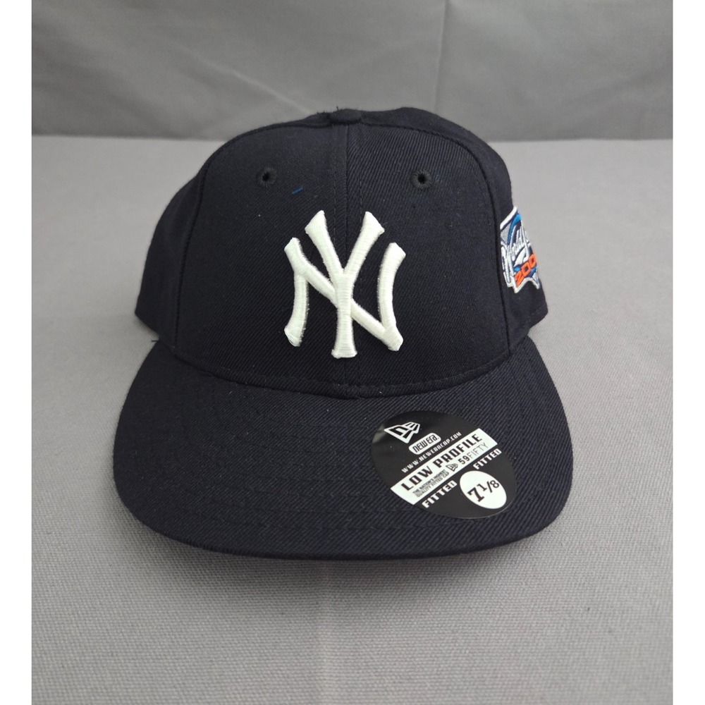 Vintage New York Yankees Hat Mens 7 1/8 Blue Wool Fitted World Series Y2K Cap